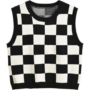 Women's Knit Sweater Vest Sleeveless Preppy Crop Top for Teens and Women